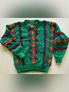 Tulchan Pure New Wool Sweater Womens One Size Multicolor Vintage Retro Knit